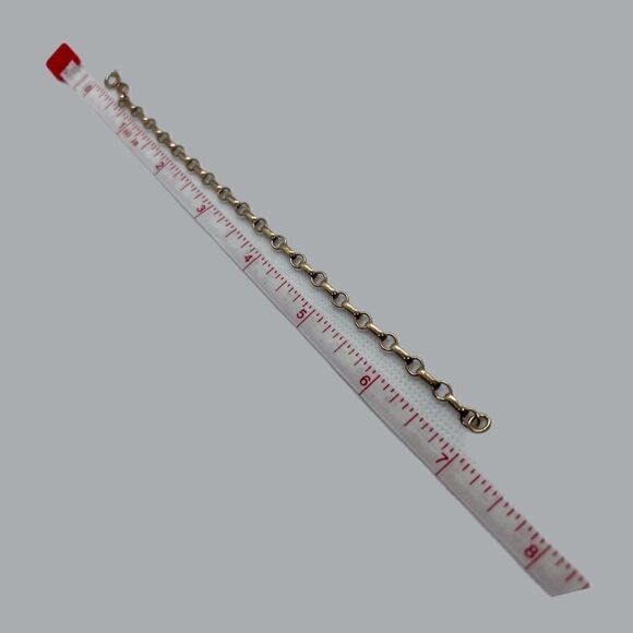 Gold Toned Bracelet Rectangular Round Rolo Style - Picture 2 of 4